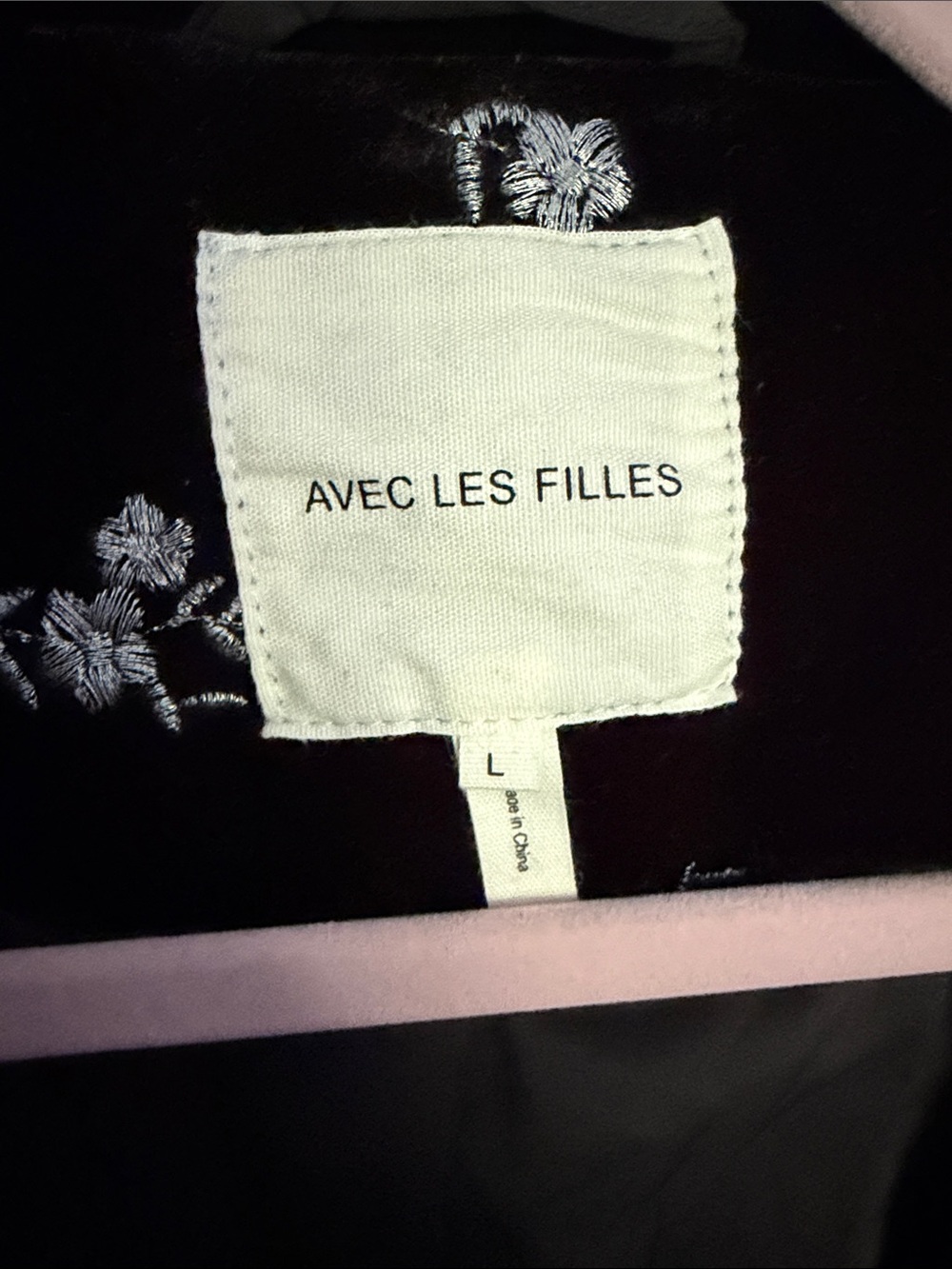 Avec Les Filles Black Velvet Blazer with Silver Floral Embroidery - Picture 3 of 6